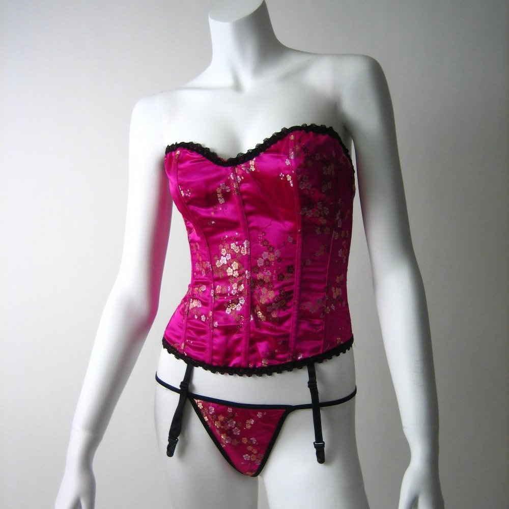 New RED SEDUCTION lace up red satin corset